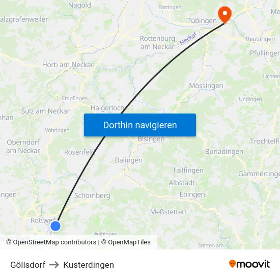 Göllsdorf to Kusterdingen map