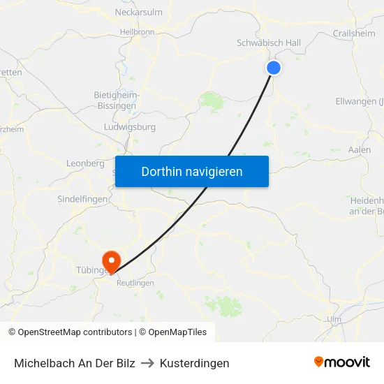 Michelbach An Der Bilz to Kusterdingen map