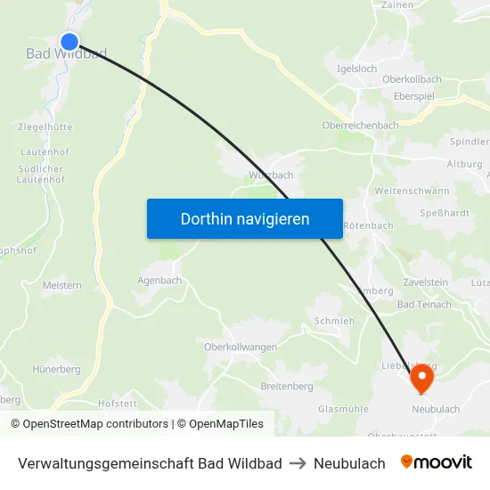 Verwaltungsgemeinschaft Bad Wildbad to Neubulach map