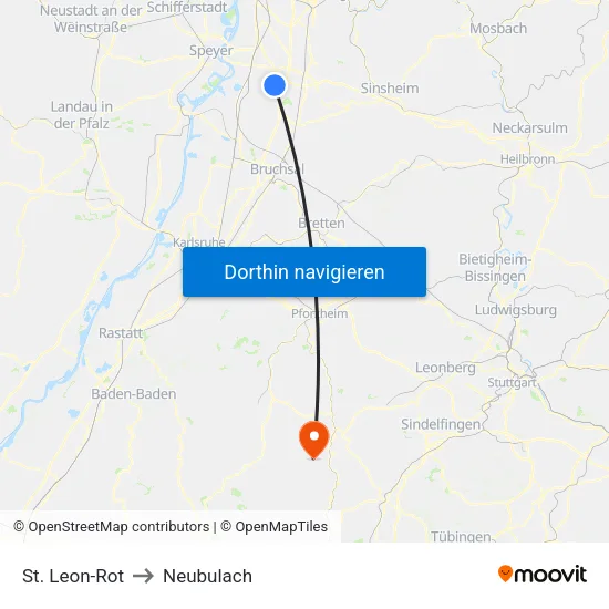 St. Leon-Rot to Neubulach map