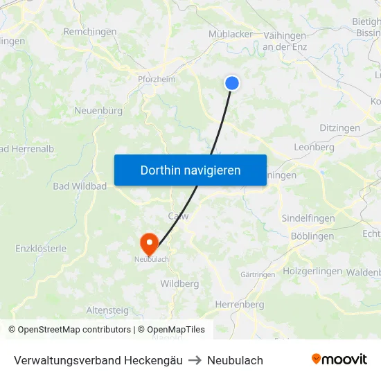 Verwaltungsverband Heckengäu to Neubulach map