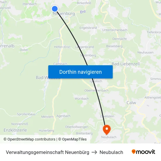 Verwaltungsgemeinschaft Neuenbürg to Neubulach map