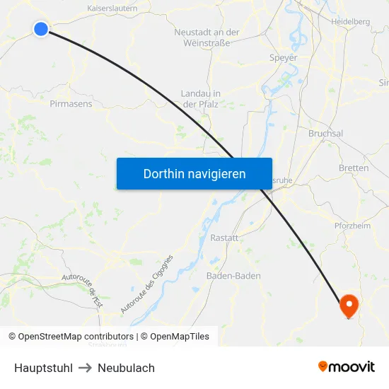 Hauptstuhl to Neubulach map