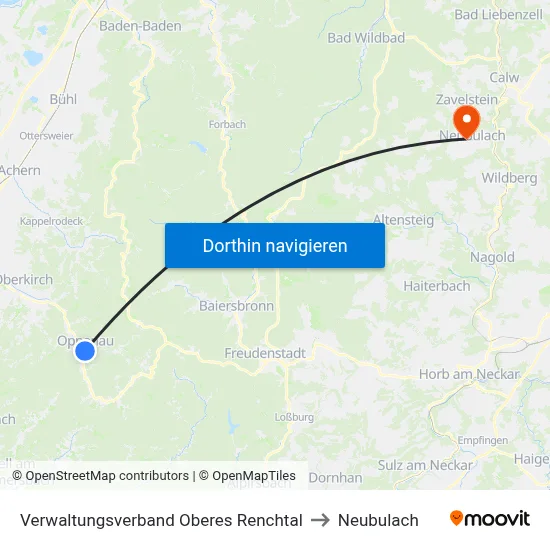 Verwaltungsverband Oberes Renchtal to Neubulach map
