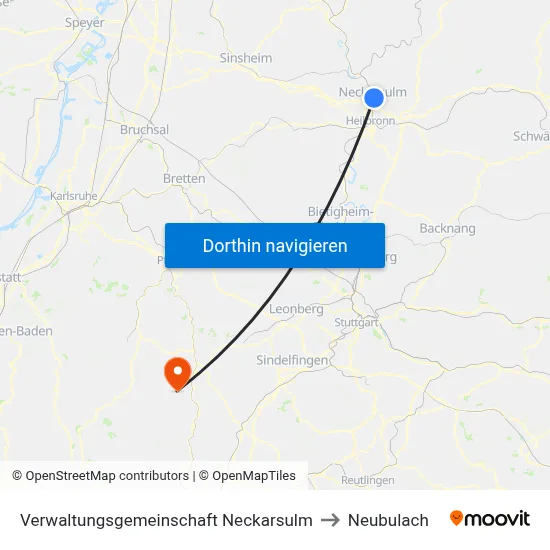 Verwaltungsgemeinschaft Neckarsulm to Neubulach map