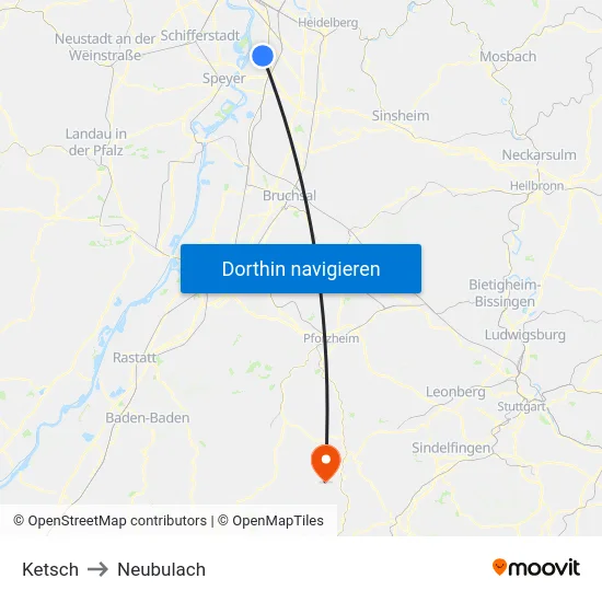 Ketsch to Neubulach map