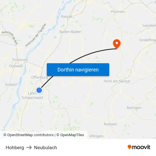 Hohberg to Neubulach map