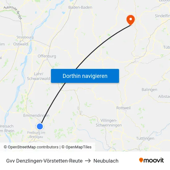 Gvv Denzlingen-Vörstetten-Reute to Neubulach map