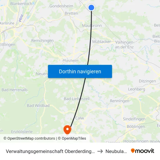 Verwaltungsgemeinschaft Oberderdingen to Neubulach map