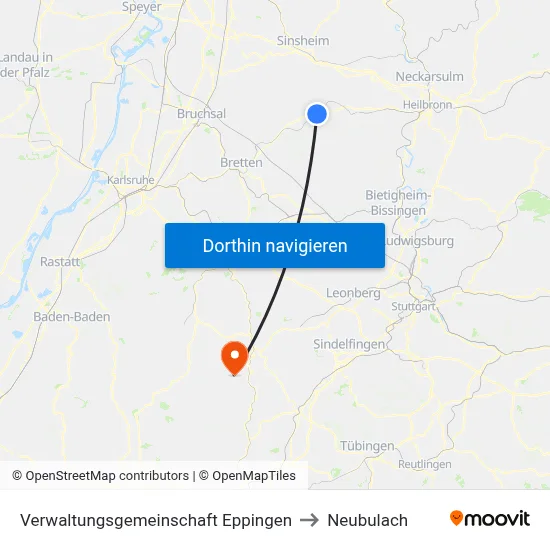 Verwaltungsgemeinschaft Eppingen to Neubulach map