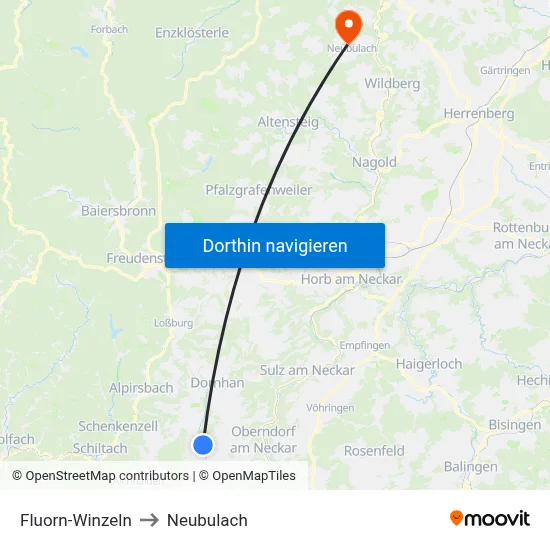 Fluorn-Winzeln to Neubulach map