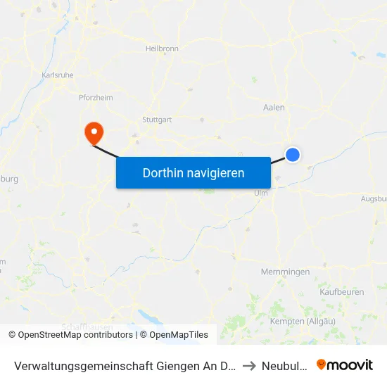 Verwaltungsgemeinschaft Giengen An Der Brenz to Neubulach map