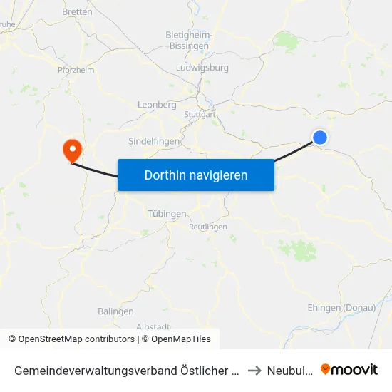 Gemeindeverwaltungsverband Östlicher Schurwald to Neubulach map