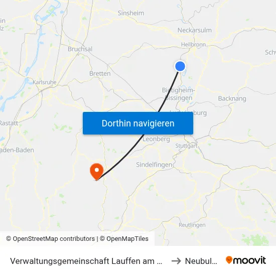 Verwaltungsgemeinschaft Lauffen am Neckar to Neubulach map