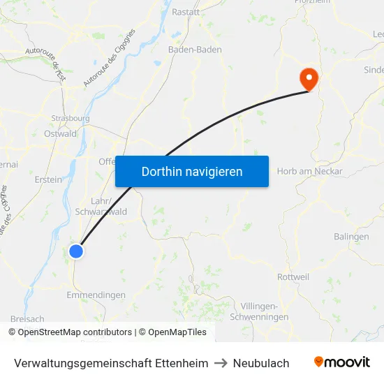 Verwaltungsgemeinschaft Ettenheim to Neubulach map