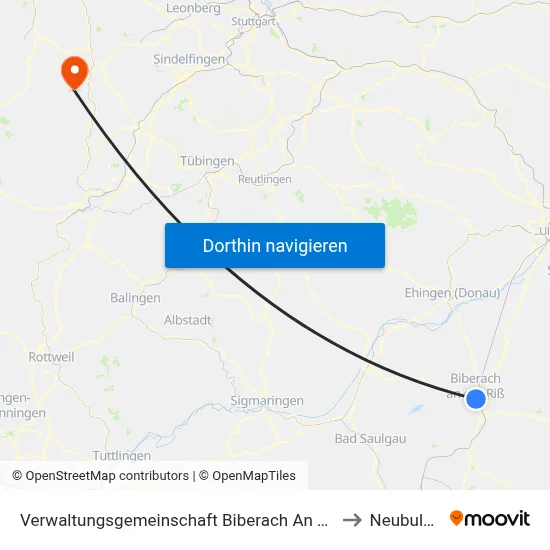 Verwaltungsgemeinschaft Biberach An Der Riß to Neubulach map