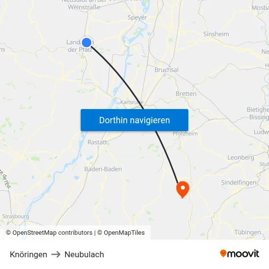Knöringen to Neubulach map
