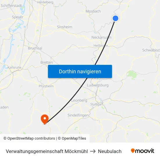 Verwaltungsgemeinschaft Möckmühl to Neubulach map