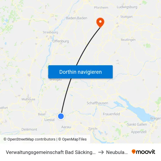 Verwaltungsgemeinschaft Bad Säckingen to Neubulach map