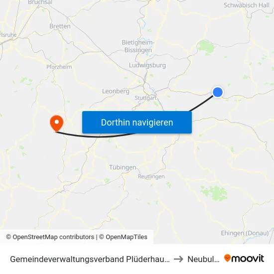 Gemeindeverwaltungsverband Plüderhausen-Urbach to Neubulach map