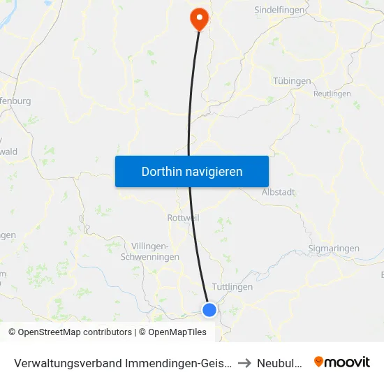 Verwaltungsverband Immendingen-Geisingen to Neubulach map