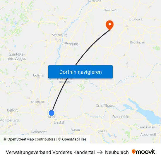 Verwaltungsverband Vorderes Kandertal to Neubulach map