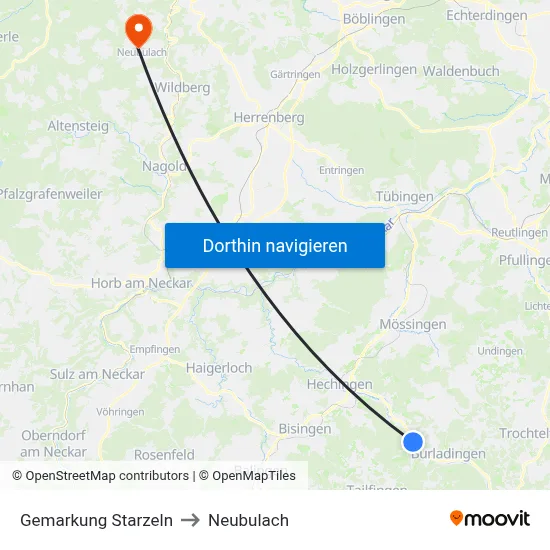 Gemarkung Starzeln to Neubulach map