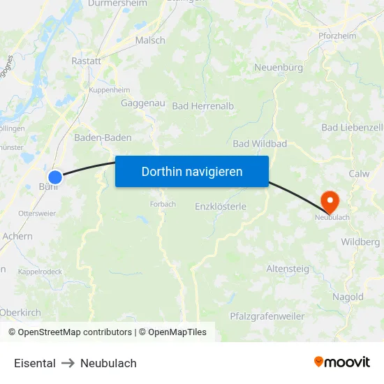 Eisental to Neubulach map