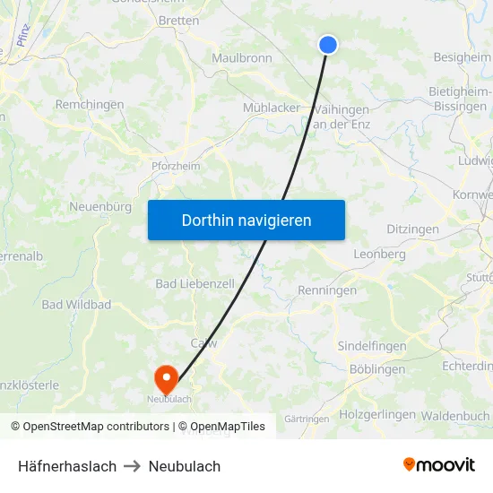 Häfnerhaslach to Neubulach map