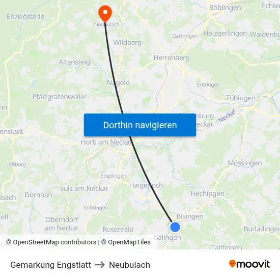 Gemarkung Engstlatt to Neubulach map