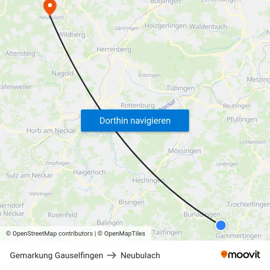 Gemarkung Gauselfingen to Neubulach map