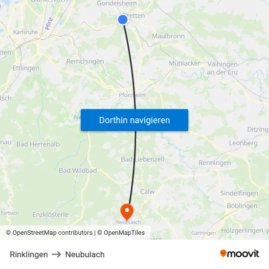 Rinklingen to Neubulach map