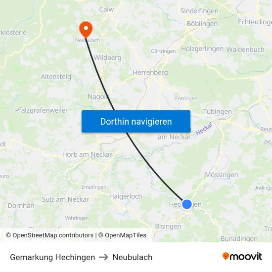 Gemarkung Hechingen to Neubulach map