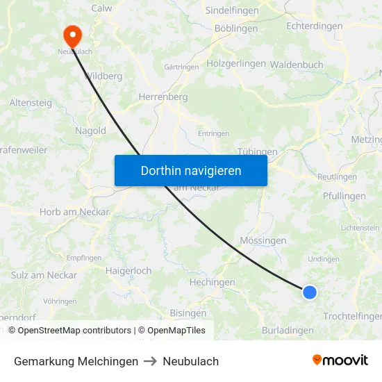 Gemarkung Melchingen to Neubulach map