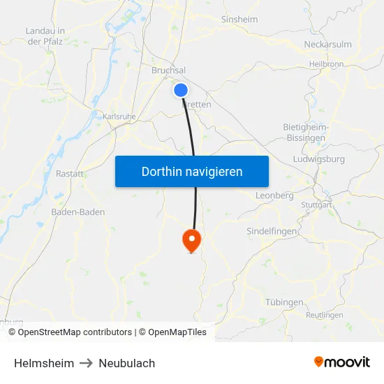 Helmsheim to Neubulach map
