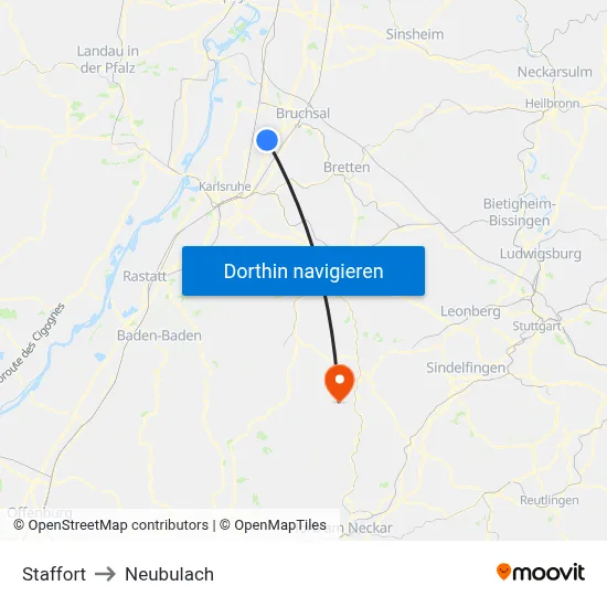 Staffort to Neubulach map