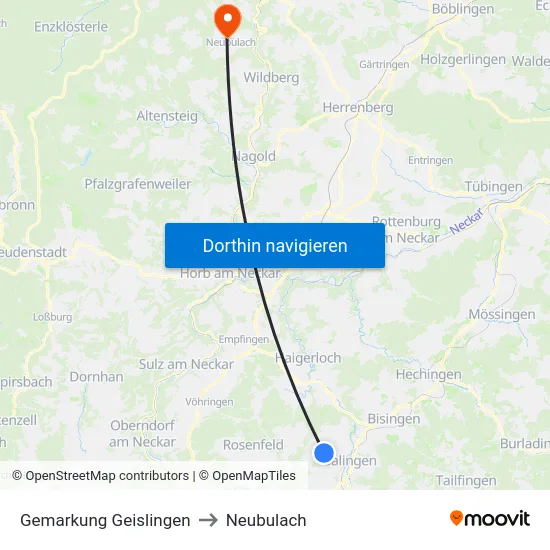 Gemarkung Geislingen to Neubulach map