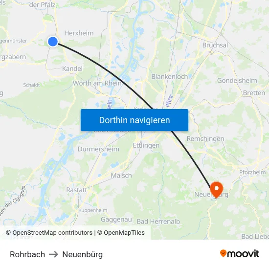 Rohrbach to Neuenbürg map