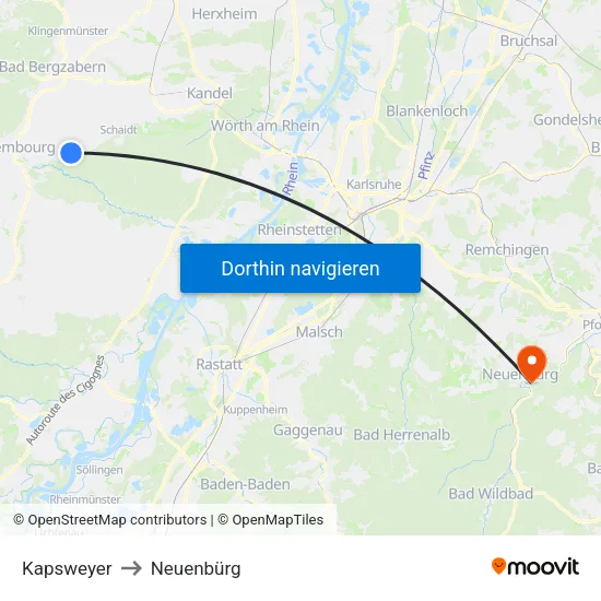 Kapsweyer to Neuenbürg map
