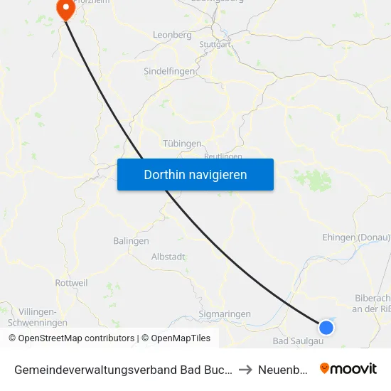 Gemeindeverwaltungsverband Bad Buchau to Neuenbürg map