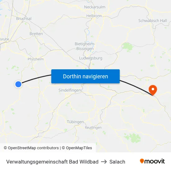 Verwaltungsgemeinschaft Bad Wildbad to Salach map