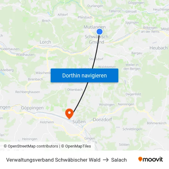 Verwaltungsverband Schwäbischer Wald to Salach map