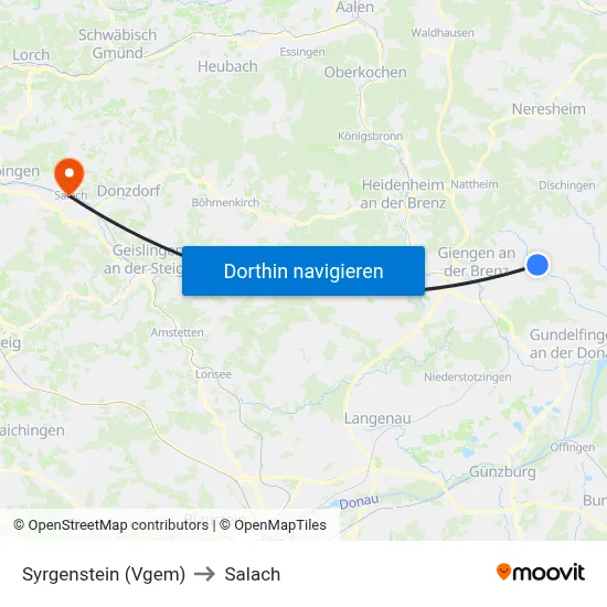 Syrgenstein (Vgem) to Salach map