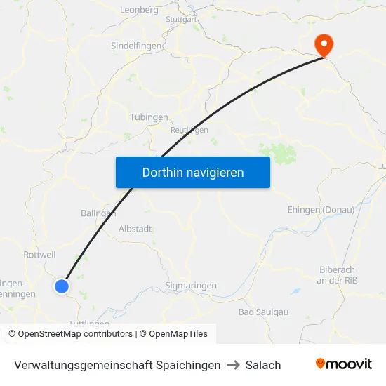 Verwaltungsgemeinschaft Spaichingen to Salach map