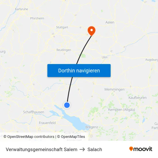 Verwaltungsgemeinschaft Salem to Salach map