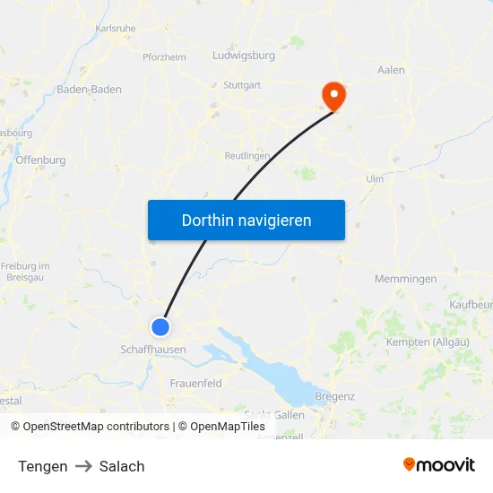 Tengen to Salach map