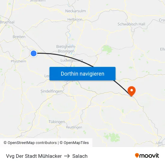 Vvg Der Stadt Mühlacker to Salach map