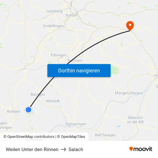 Weilen Unter den Rinnen to Salach map