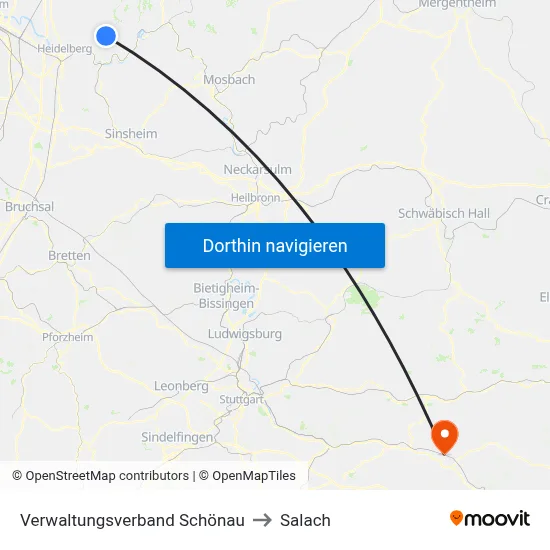 Verwaltungsverband Schönau to Salach map