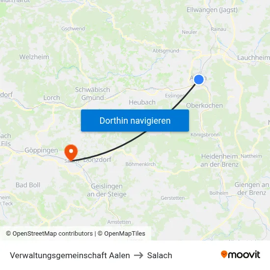 Verwaltungsgemeinschaft Aalen to Salach map